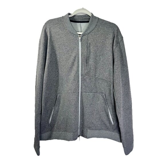 Lululemon City Sweat Bomber Jacket Mens 2XL Gray Pocket Full Zip Commute Wicking - Picture 2 of 10